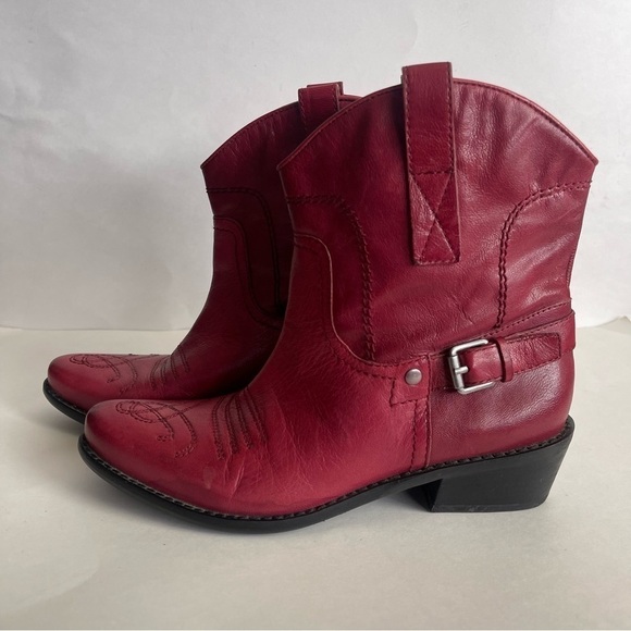 Franco Sarto Women's Red Leather Ankle Boots Vintage size 6.5 - Picture 4 of 13